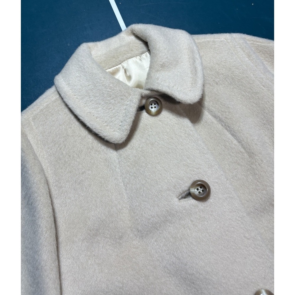 Vtg 60s Alpagora Deep Fleece Wool Mohair Coat ILGWU Cream Mod Swing Womens Large - Picture 3 of 16
